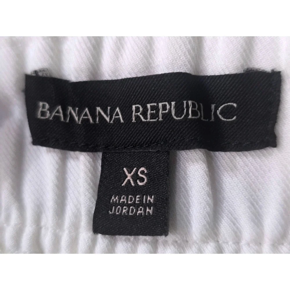 Banana Republic White Linen Blend Elastic Waist Patch Pocket Pants XS High Rise